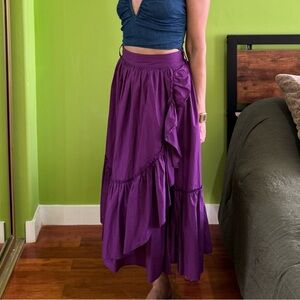 Rachel Comey Purple Tiered Wrap Maxi Skirt
